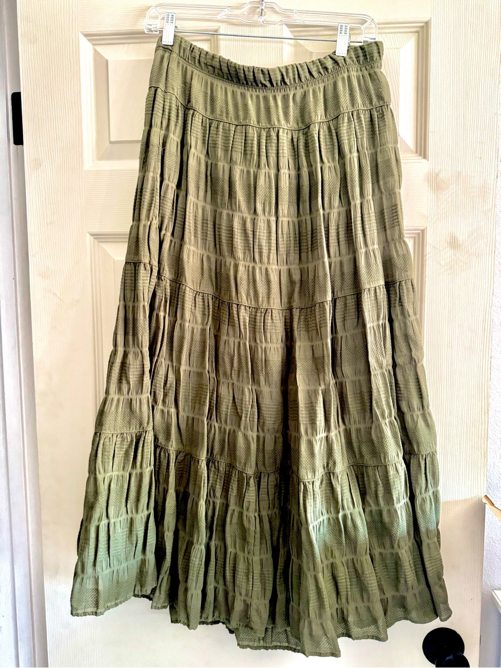 Max Studio Olive Tiered Maxi Skirt